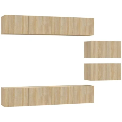 Image of vidaXL 6 Piece TV Cabinet Set Sonoma Oak Engineered Wood