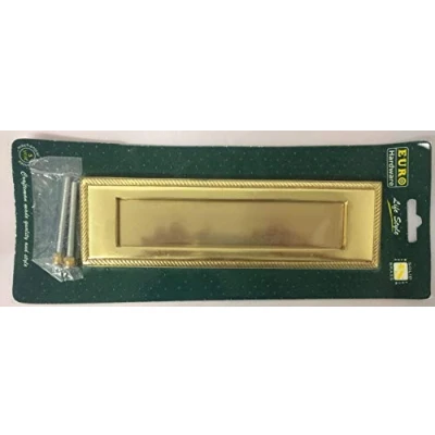 Image of Ironmongery World 2 Size Heavy Sprung Georgian Style Polished Brass Large Letter Box Postal Plate 10&quot; x 3&quot;