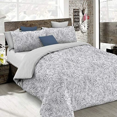 Image of Italian Bed Linen Fantasy duvet cover (Made in Italy), ornato grigio, small double