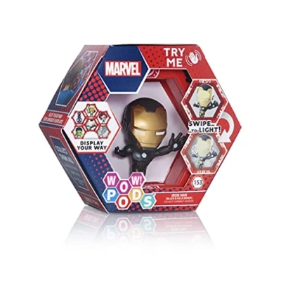 Image of WOW! PODS Avengers Collection Iron Man Metallic Limited Edition Superhero Light Up Bobble Head Figure Official Marvel Toys, Collectables &amp; Gifts