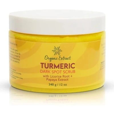 Image of Organic extract Turmeric Face Scrub 12 fl oz / 340g Skin Brightening For Exfoliating Cleanser, Evens Out Tone Deep Cleansing, Moisturizing Facial with Papaya