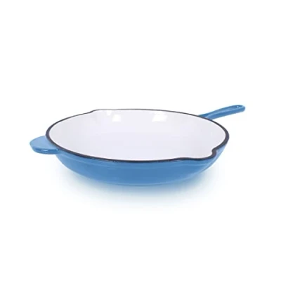 Image of ECHTWERK Cast Iron Frying Pan with Enamel Coating, Oven Two Handles and Spout, Suitable for Ovens, Grills, BBQ Induction Hobs, Diameter 26.5 cm, Light Blue