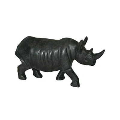 Image of The Friendly Trading Co Rhino Sculpture in Serpentine Stone 12 cm Collectible Shona