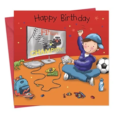 Image of Twizler Happy Birthday Card with Games Console Boys Boy for Gamestation Childrens Cards Presents