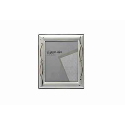 Image of 5x7 inch Two Tone Design Silver Plated Picture Photo Frame Stands both ways (Landscape or Portrait) 328ASS48 (5x7 inch)