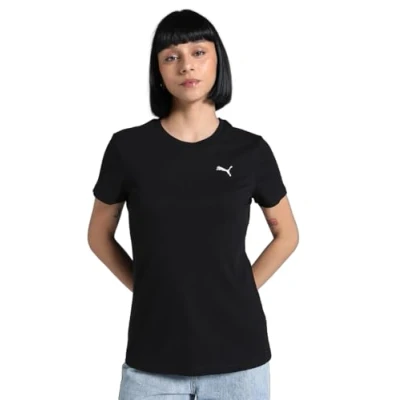 Image of Puma ESS ELEVATED RIB TEE women&#039;s T shirt in Black