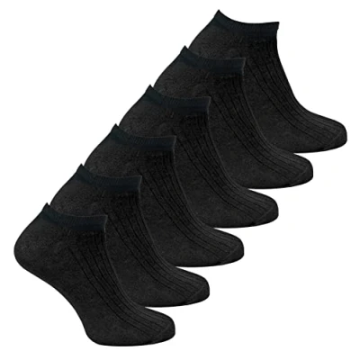 Image of Kids 100% Cotton Ankle Socks Sock Snob Low Cut Trainer for Boys &amp; Girls (9 12, Black)