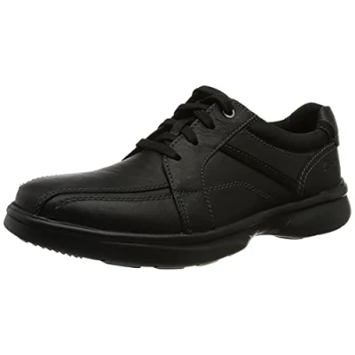 Image of Clarks Men&#039;s Bradley Walk Oxford shoe, Black Tumbled Leather, 9 UK