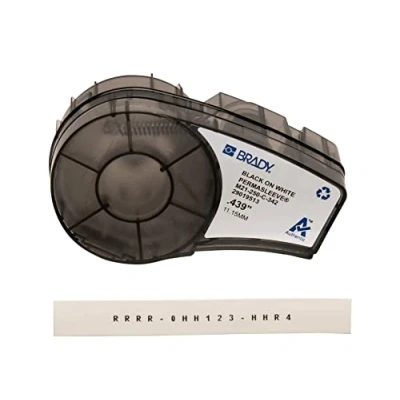 Image of Brady PermaSleeve Heat Shrink Polyolefin Sleeve for BMP21 PLUS; BMP21, 11.15 mm x 2.10 m, Black on White