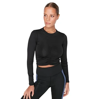 Image of Trendyol Women Fitted Basic Crew Neck Woven Blouse Black