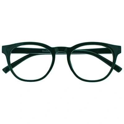 Image of OPULIZE Blu Reading Glasses with Blue Light Blocking Cool Round Frame Spring Hinges Improve Sleep Computer Gaming Anti Reflective Green Mens Womens B5 6 +2.50