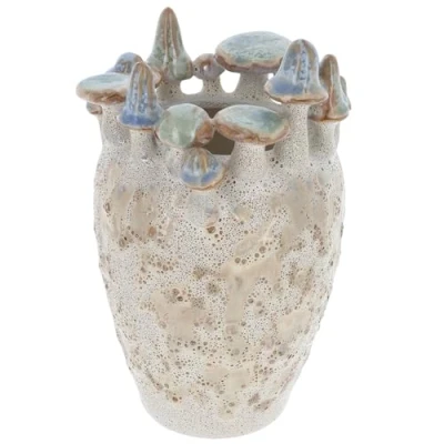 Image of Shudehill Giftware Mushroom Craft Modern Tapered Round Textured Vase With Neutral Colours (Tapered)