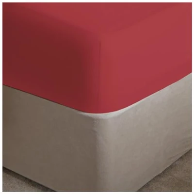 Image of GC GAVENO CAVAILIA King Size Fitted Sheet Extra Deep Pockets (16&quot; 40cm) Fade Resistant Washable Linen Red