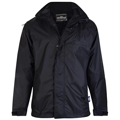 Image of Kam Mens Extra Tall Water Proof Rain Jacket (01) in Black 3XLT