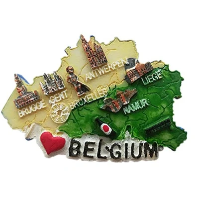 Image of 3D Belgium Map fridge magnet,Home &amp; kitchen decoration Brussels Souvenir refrigerator magnet sticker