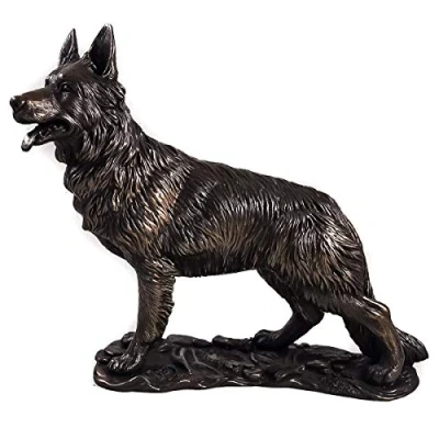 Image of Large Bronze Sculpture German Shepherd Alsatian Dog Gsd