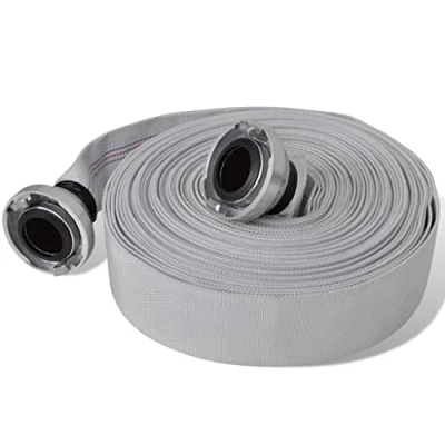 Image of vidaXL 2 inch Diameter Flat Fire Hose Aluminium Storz Couplings 30m Long for Water Pumps &amp; Non Professional Firefighting Use Portable Easy Storage