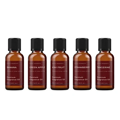 Image of Mystic Moments Fruit Salad Fragrance Oil gift Starter Pack 5x50ml Strawberry, Green Apple, Banana, Kiwi Fruit, Tangerine Perfect as a