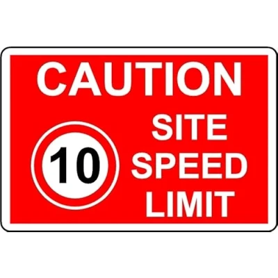 Image of 10mph Caution site Speed Limit Safety Sign 3mm Aluminium (600mm x 400mm)