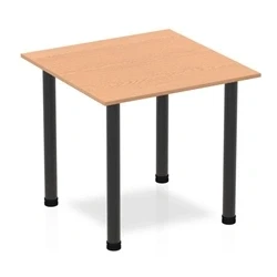 Image of Impulse 800mm Square Table Oak Top Black Post Leg