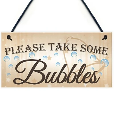 Image of RED OCEAN Please Take Some Bubbles Hanging Cute Wedding Table Plaque Decoration Gift Sign