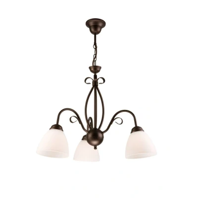 Image of Adelle Multi Arm Pendant Ceiling Light With Glass Shades, Brown, 3x E27