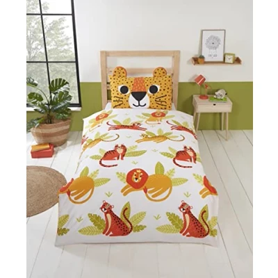 Image of Rapport Home Wild Cats Kids Duvet Set (Single),Orange