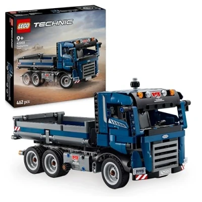Image of LEGO Technic Tipping Dump Truck Toy with Steering &amp; Moving Box Construction Vehicle Set for 9+ Years Old Boys Girls Fun Birthday Idea 42203