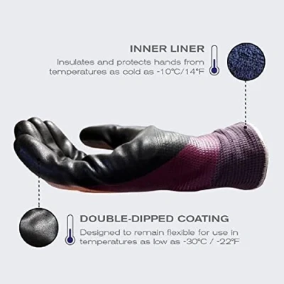 Image of MaxiDry Zero 56 451 Cold Condition Work Glove with Thermal Lining and Full Double Dipped Nitrile Coating (3, Large)