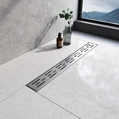 Image of EMKE Linear Shower Drain 600mm, 304 Stainless Steel Floor Invisible with Odor Stop and Hair Strainer, Wet Room for Kitchen, Bathroom Washroom
