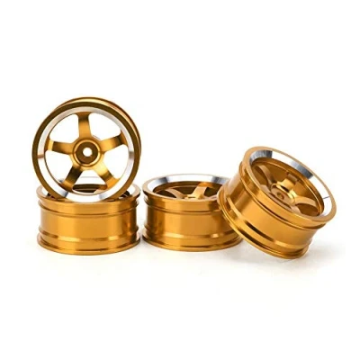 Image of Tbest RC Car Wheel Rims Hub, 4Pcs 1/10 Aluminum Alloy Beadlock Hub Set Fit for 94123 Tour Drift Car(Yellow)