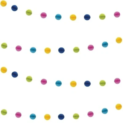 Image of Vibrant Multicolor Paper Honeycomb Ball Garland (2 Meters) 1 Piece Elegant Party Decoration for Events and Celebrations, 7&#039;