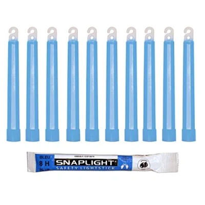 Image of Cyalume Technologies SnapLight Blue Glow Sticks 6 Inch Industrial Grade, Ultra Bright Light with 8 Hour Duration (Pack of 10)