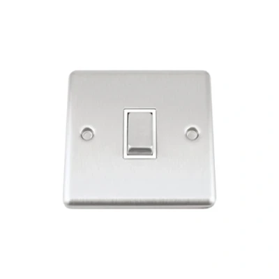 Image of A5 Intermediate Switch 1 Gang Satin Matt Chrome Classic White Insert Metal 10 Amp Single