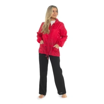 Image of KAV Ladies Shower and Wind Resistant Coat, Rain Coats, Windbreaker Pac A Mac in Pack Bag, Jackets Pink L