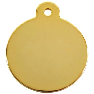 Image of Surrey Feed LARGE 24 CARAT GOLD PLATED DISC (32mm). Engraved Dog/Horse/Pet ID NAME Tag PLEASE EMAIL US WITH ENGRAVING DETAILS WHEN PLACING YOUR ORDER.