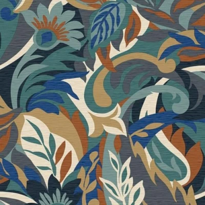 Image of Belgravia Decor Casa Leaf Wallpaper Modern for Living Room, Bedroom, Fireplace Decorative Luxury Floral Wall Paper with Leaves &amp; Flower Pattern (Blue Teal Green)