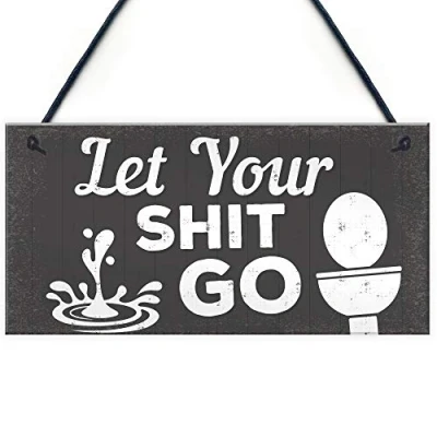 Image of RED OCEAN Quirky Bathroom Sign Funny Toilet Loo Door Wall Shabby Chic Hanging Plaque Gift