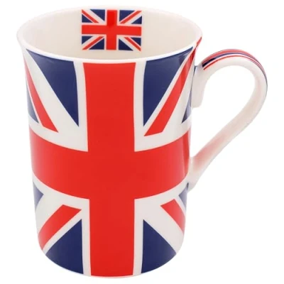 Image of Lesser &amp; Pavey Union Jack Fine China Mug Tea Coffee Coronation Gift, Red White Blue