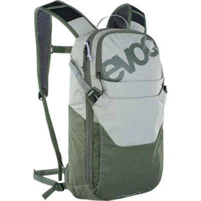 Image of EVOC RIDE 8 bike travel rucksack for trails and other activities (clever pocket management, ventilated with AIR PAD back padding, incl. 2L HYDRATION BLADDER), Stone Grey/Dark Olive