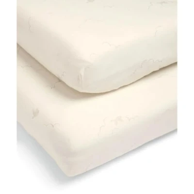 Image of Mamas &amp; Papas 2 Pack Cotbed Fitted Sheets, White (142x70x19cm) Welcome to The World Duckling