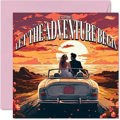Image of Wedding Cards for Bride and Groom Adventure Happy Day Congratulations, Congrats Well Done Just Married Card, 145mm x Marriage Greeting Couples
