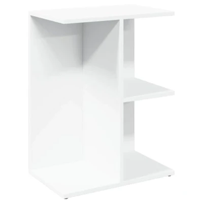 Image of vidaXL bedside table white engineered wood nightstand 46.5x29x61 cm with 3 compartments for bedroom/living room decor