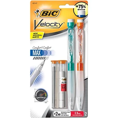 Image of BIC Velocity Max Mechanical Pencil, Thick Point (0.9mm), 2 Count