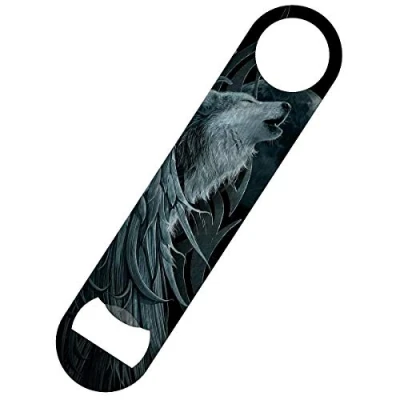 Image of Spiral Wolf Spirit Bar Blade Bottle Opener Black 18x4cm