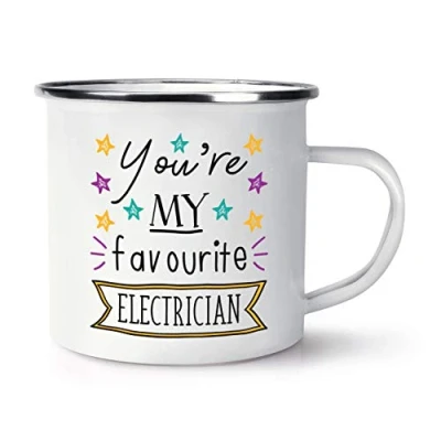 Image of You&#039;re My Favourite Electrician Stars Retro Enamel Mug Cup