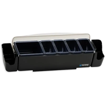 Image of San Jamar BD4005S 9 Piece The Dome Garnish Center, 4qt Capacity, 22&quot; Length x 7 1/2&quot; Width 8 Height,Black