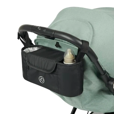 Image of Ickle Bubba Universal Buggy Organiser (Black) Spacious Storage Bag for Bottles, Snacks, Toys, and Essentials Durable, Stylish, Easy to Attach On The Go Convenience