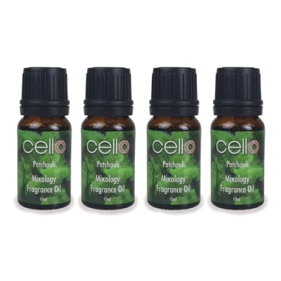 Image of Cello Patchouli Mixology Fragrance Oil. Pack of 4 x 10ml. &amp; Essential Oils for Diffusers Home. Ideal Aromatherapy Diffuser Oil Diffusers. Divine Air Fresheners