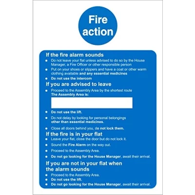 Image of Seco Fire Action Care Homes Sign, 150mm x 200mm Self Adhesive Vinyl